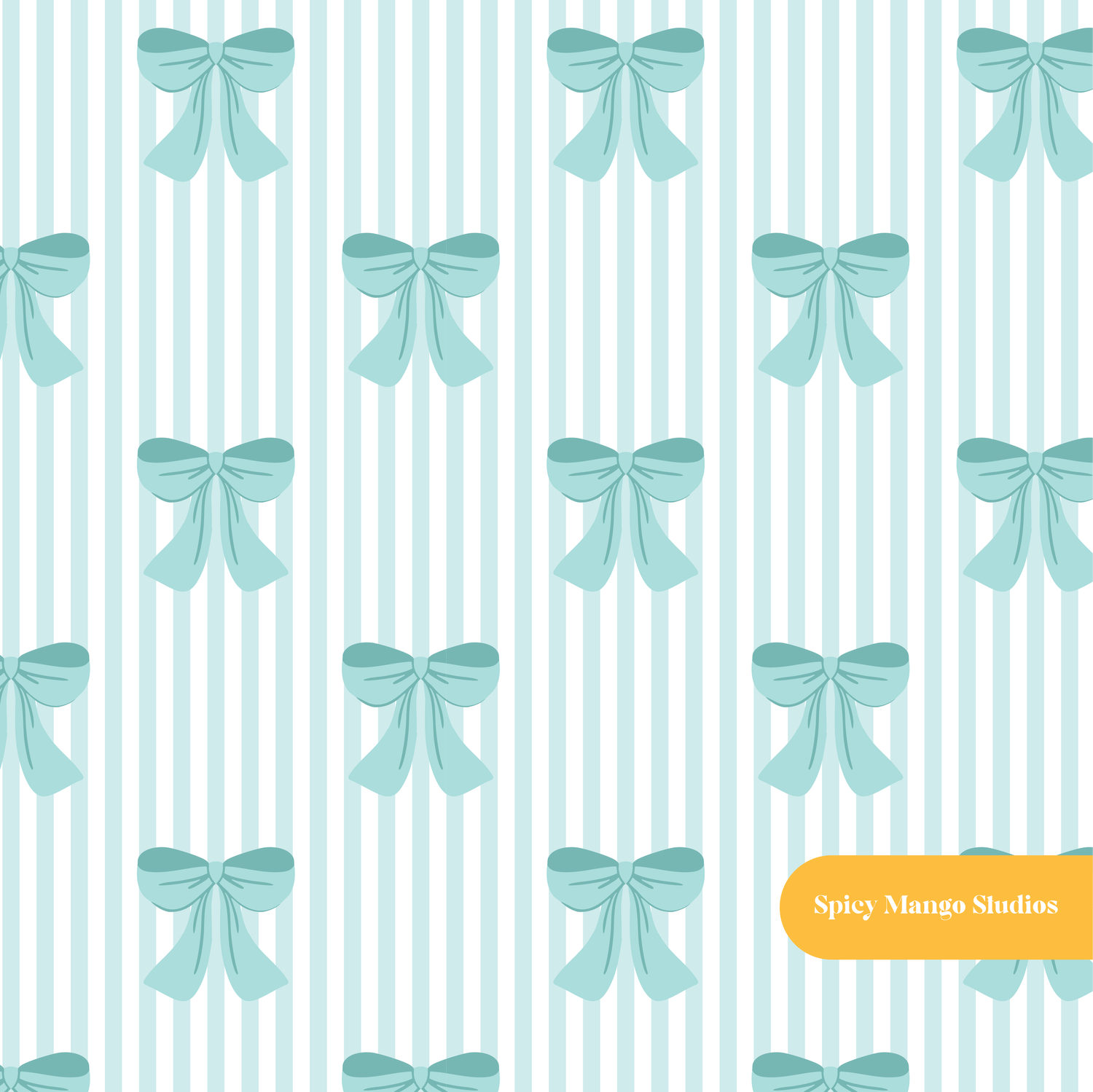 Aqua Fancy Bow Seamless Pattern