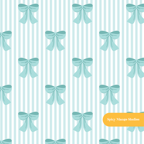 Aqua Fancy Bow Seamless Pattern