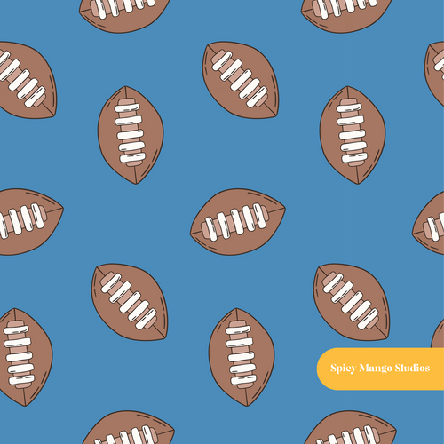 Blue Fall Football Seamless Pattern