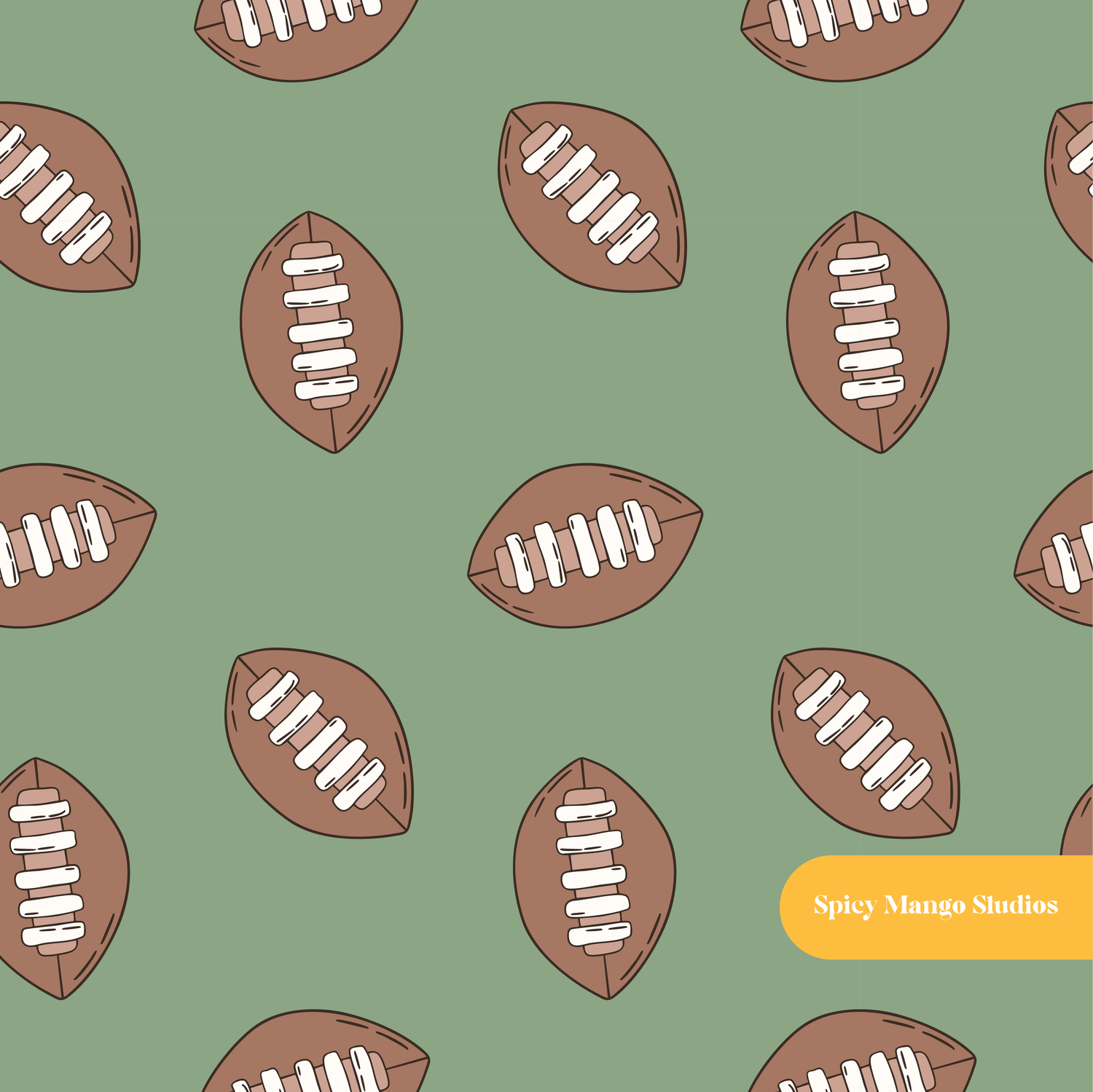 Green Fall Football Seamless Pattern