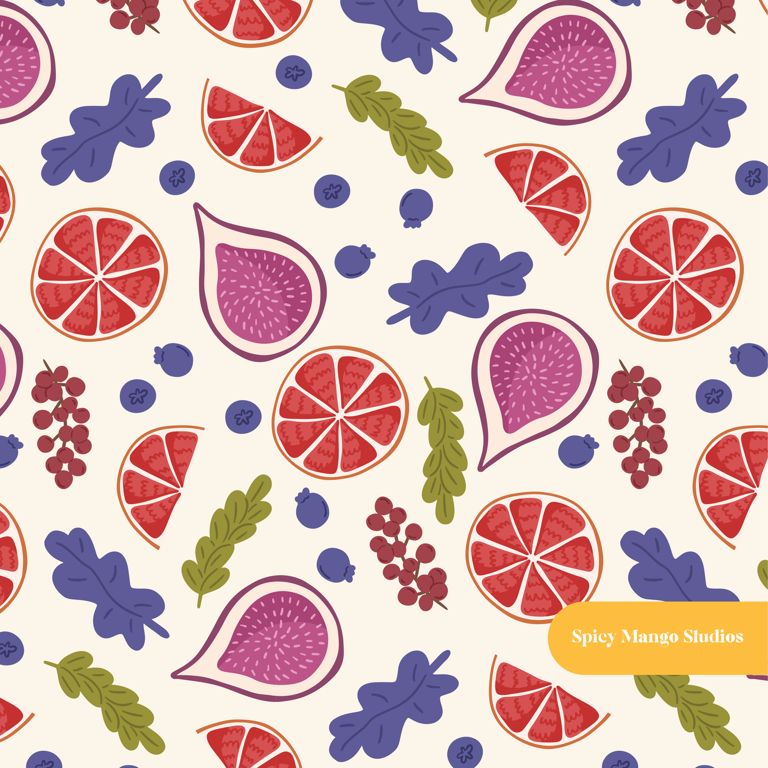 Neutral Fall Fruit Medley Seamless Pattern