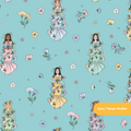 Teal Fairy Garden Floral Seamless Pattern