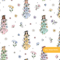 White Fairy Garden Floral Seamless Pattern