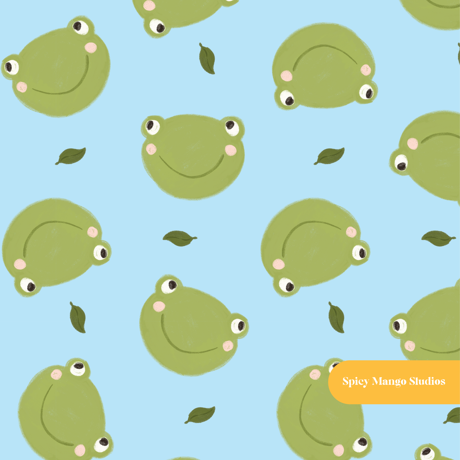 Blue Froggy Seamless Pattern
