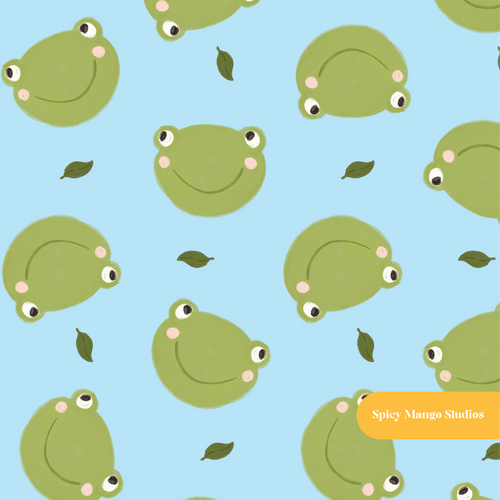 Blue Froggy Seamless Pattern