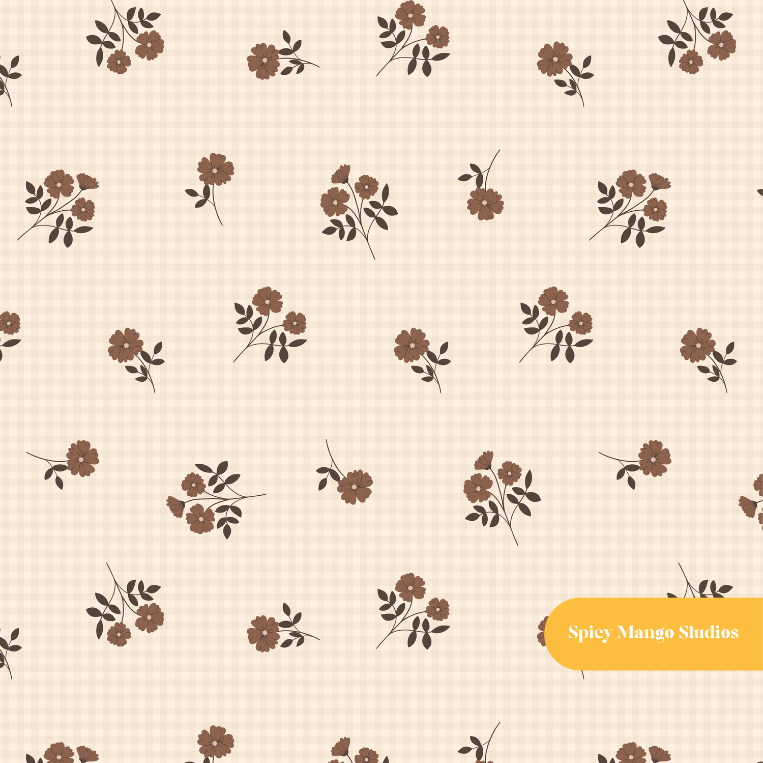 Neutral Fall Floral Seamless Pattern
