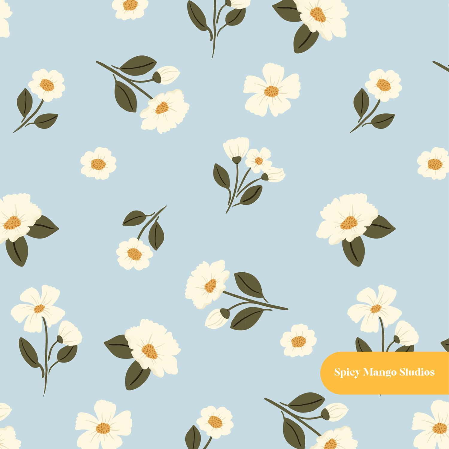 Light Blue Florence Floral Seamless Pattern