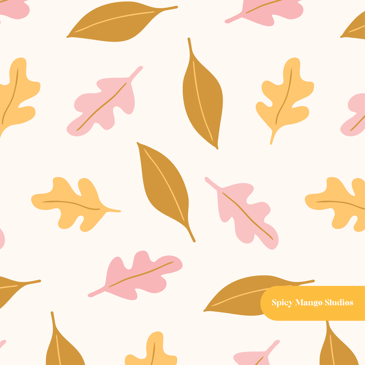 Neutral Fall Leaves Seamless Pattern – Digital Download
