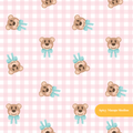 Pink Gingham Fancy Bear Seamless Pattern