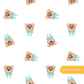 White and Aqua Fancy Bear Seamless Pattern