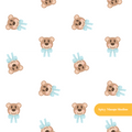 White and Light Blue Fancy Bear Seamless Pattern