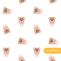 White and Pink Fancy Bear Seamless Pattern