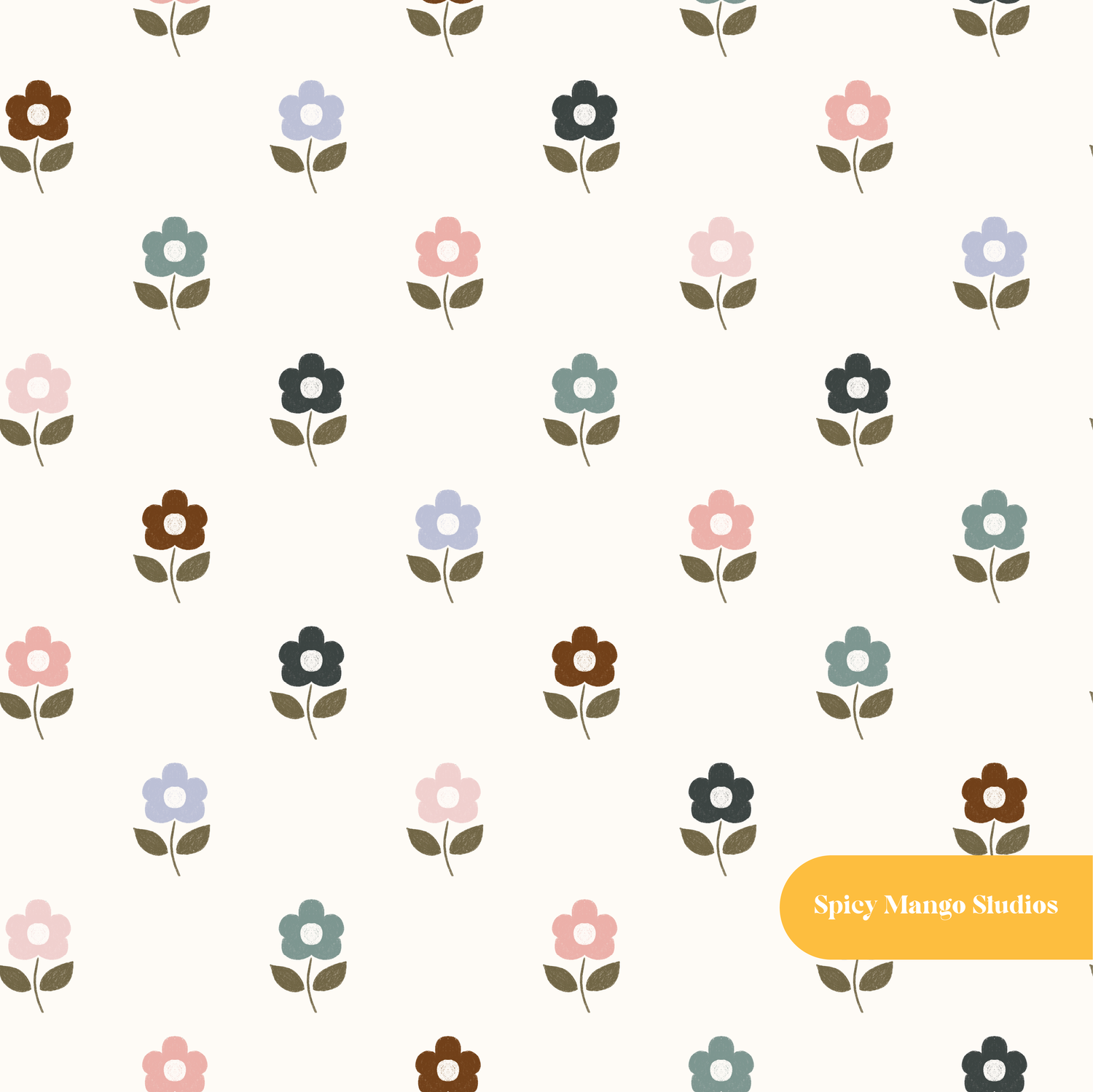 Fall Neutral Floral Seamless Pattern