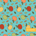 Teal Fall Apples Seamless Pattern – Back to School & Kitchen Digital Download