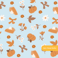 Light Blue Fall Pumpkin Medley Seamless Pattern