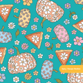 Teal Flower Power Pumpkins Seamless Pattern