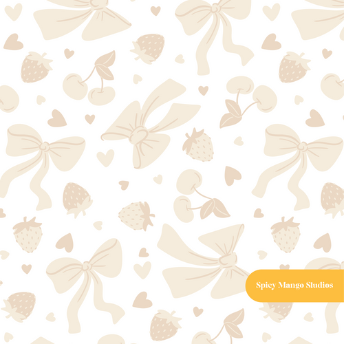 Beige Fruity Bows Seamless Pattern