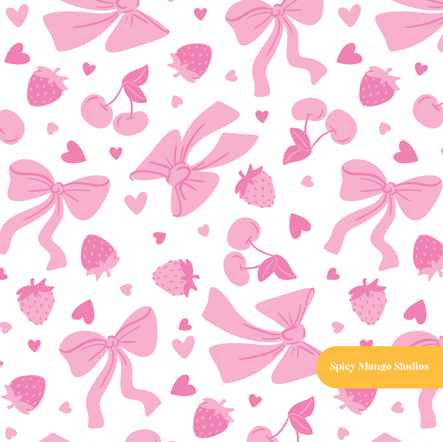 Pink Fruity Bows Seamless Pattern