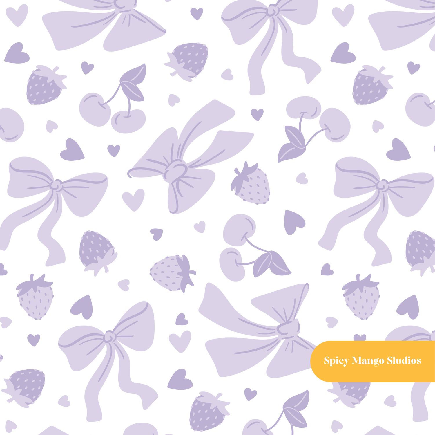 Purple Fruity Bows Seamless Pattern