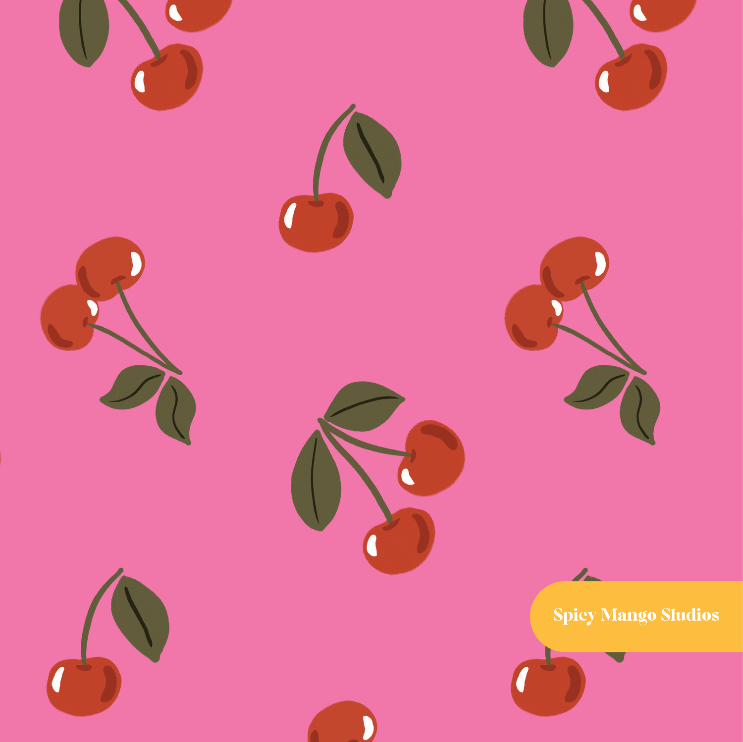 Pink Fun Summer Cherries Seamless Pattern – Digital Download