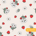 Beige Fun Summer Strawberries Seamless Pattern – Digital Download