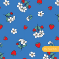 Blue Fun Summer Strawberries Seamless Pattern – Digital Download