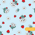 Light Blue Fun Summer Strawberries Seamless Pattern – Digital Download