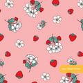 Pink Coral Fun Summer Strawberries Seamless Pattern – Digital Download
