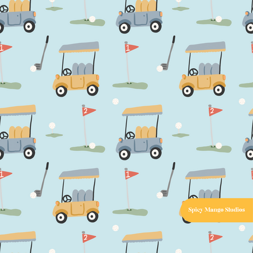 Blue Golfing Seamless Pattern – Golf Tournament & Country Club Digital Download