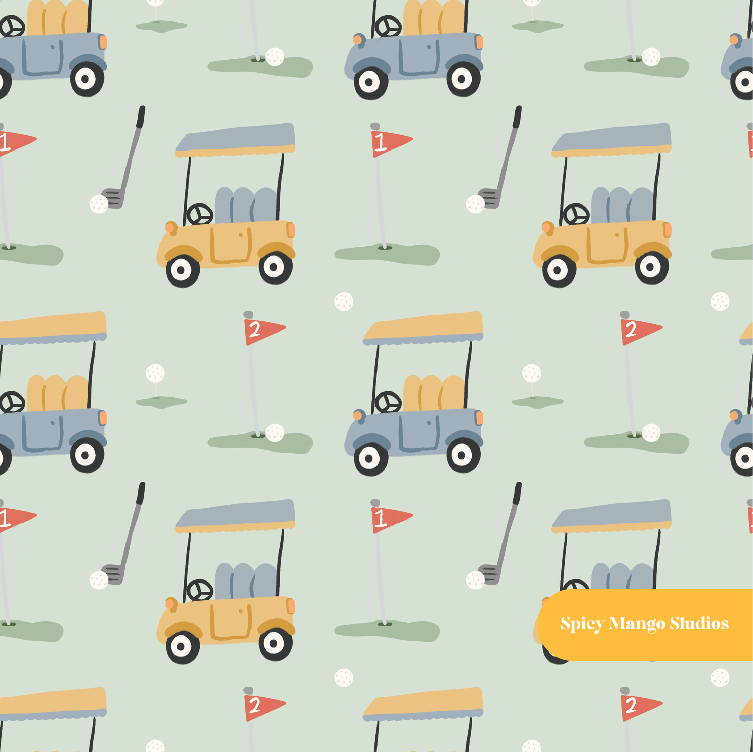 Green Golfing Seamless Pattern – Golf Tournament & Country Club Digital Download