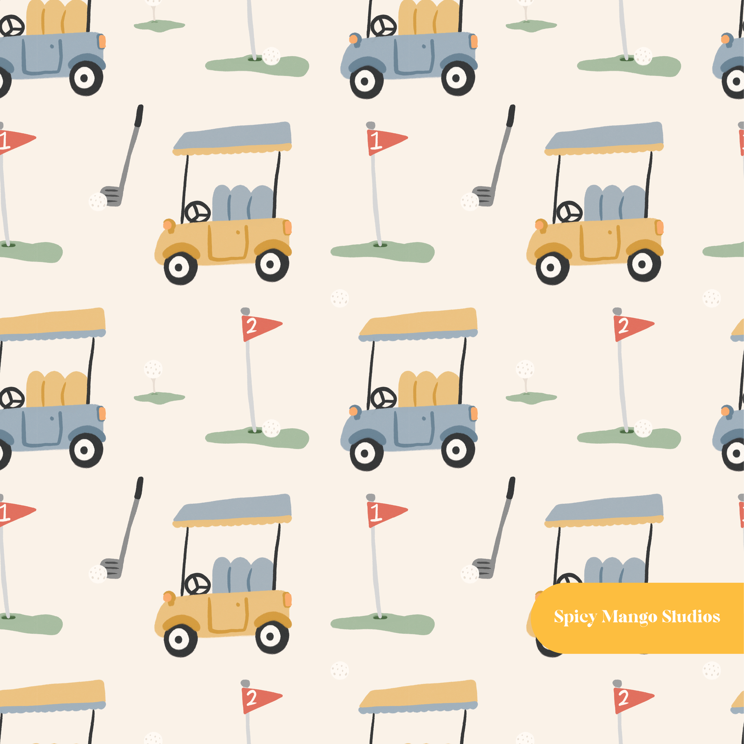 Neutral Golfing Seamless Pattern – Digital Download