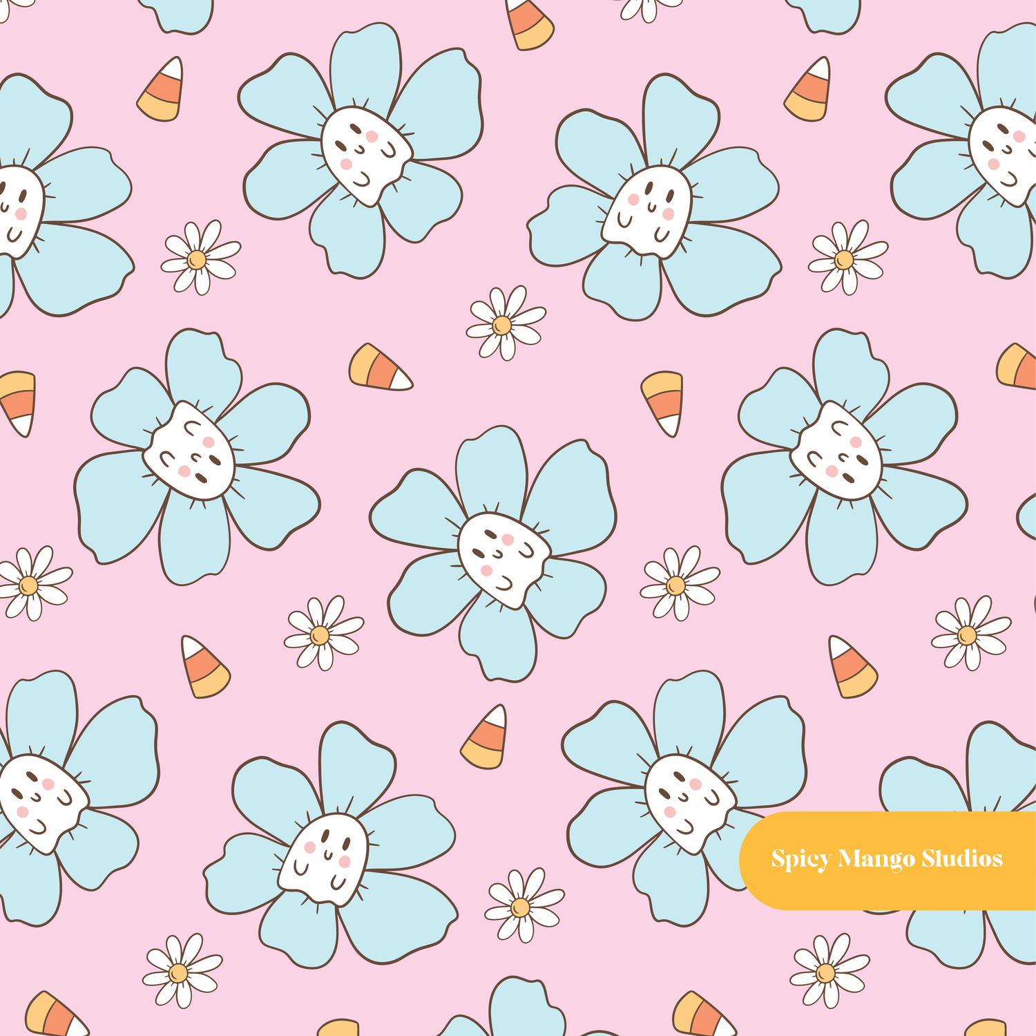 Pink Ghosty Floral Seamless Pattern