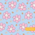 Periwinkle Ghosty Floral Seamless Pattern