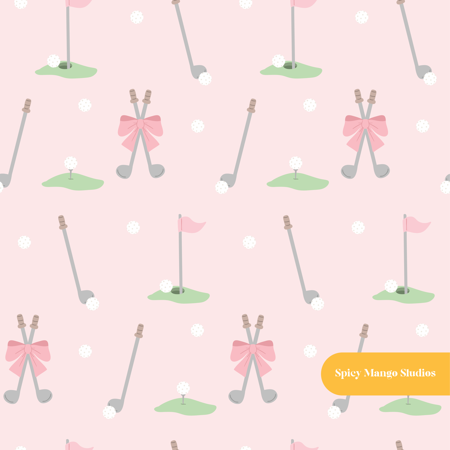 Pink Golf Adventures Seamless Pattern – Digital Download
