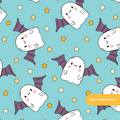 Aqua Ghost Bats Seamless Pattern