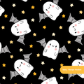 Black Ghost Bats Seamless Pattern