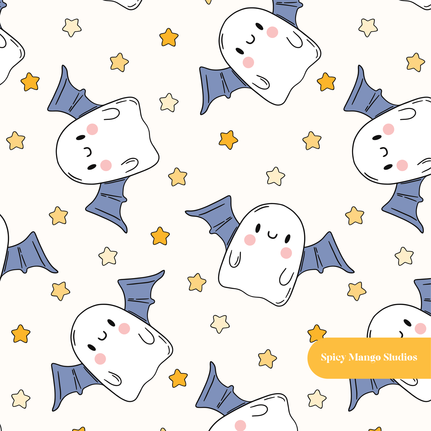 Off White Ghost Bats Seamless Pattern