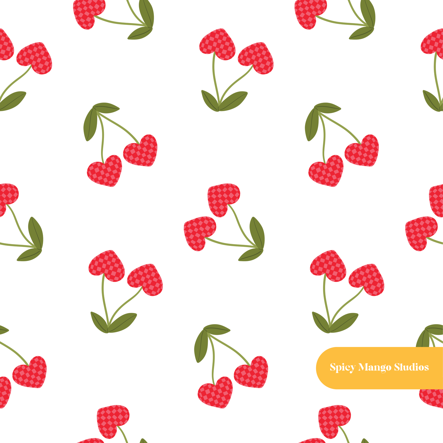 Red Groovy Cherry Seamless Pattern
