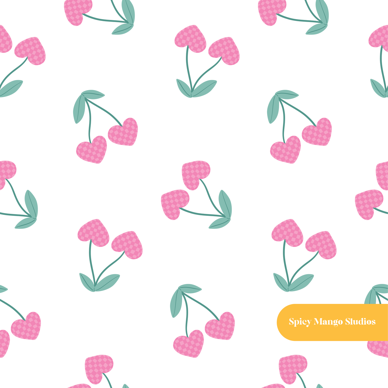 Pink Groovy Cherry Seamless Pattern