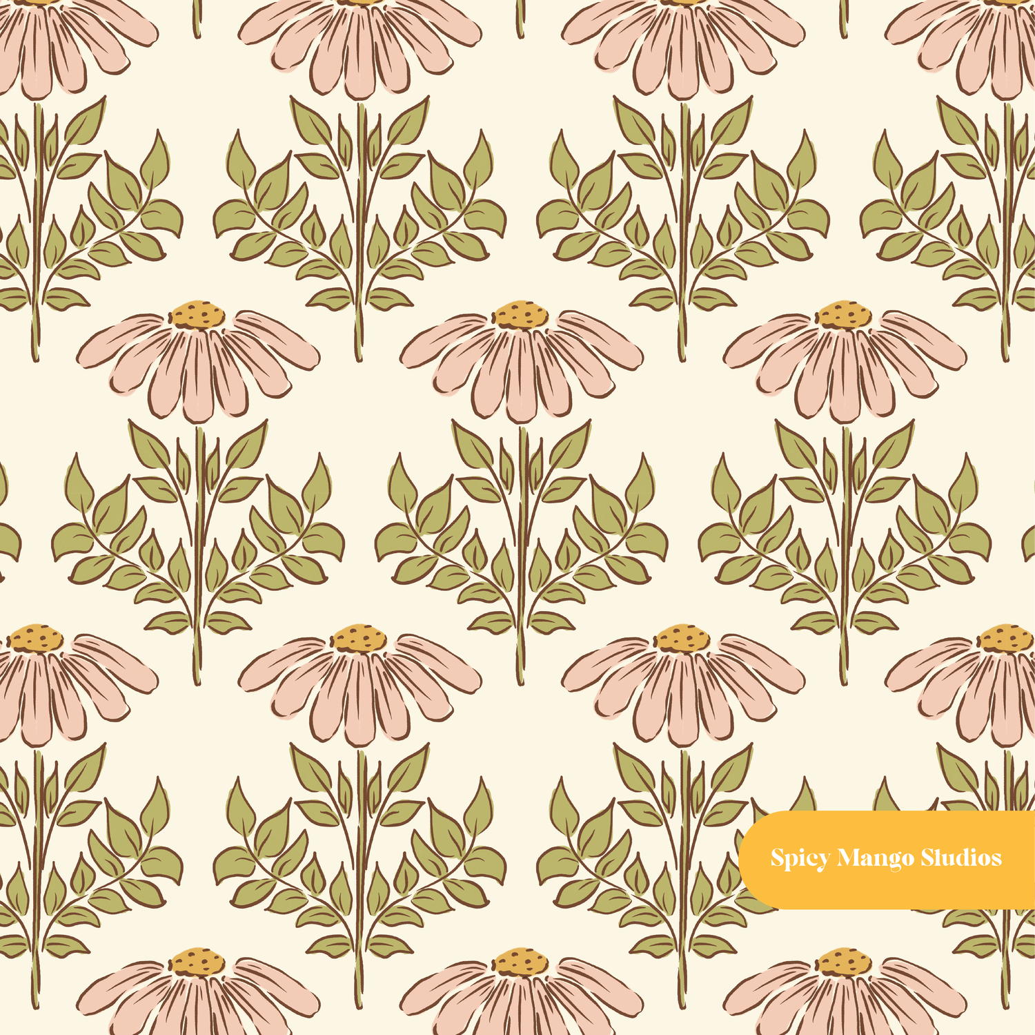 Neutral Grace Floral Seamless Pattern