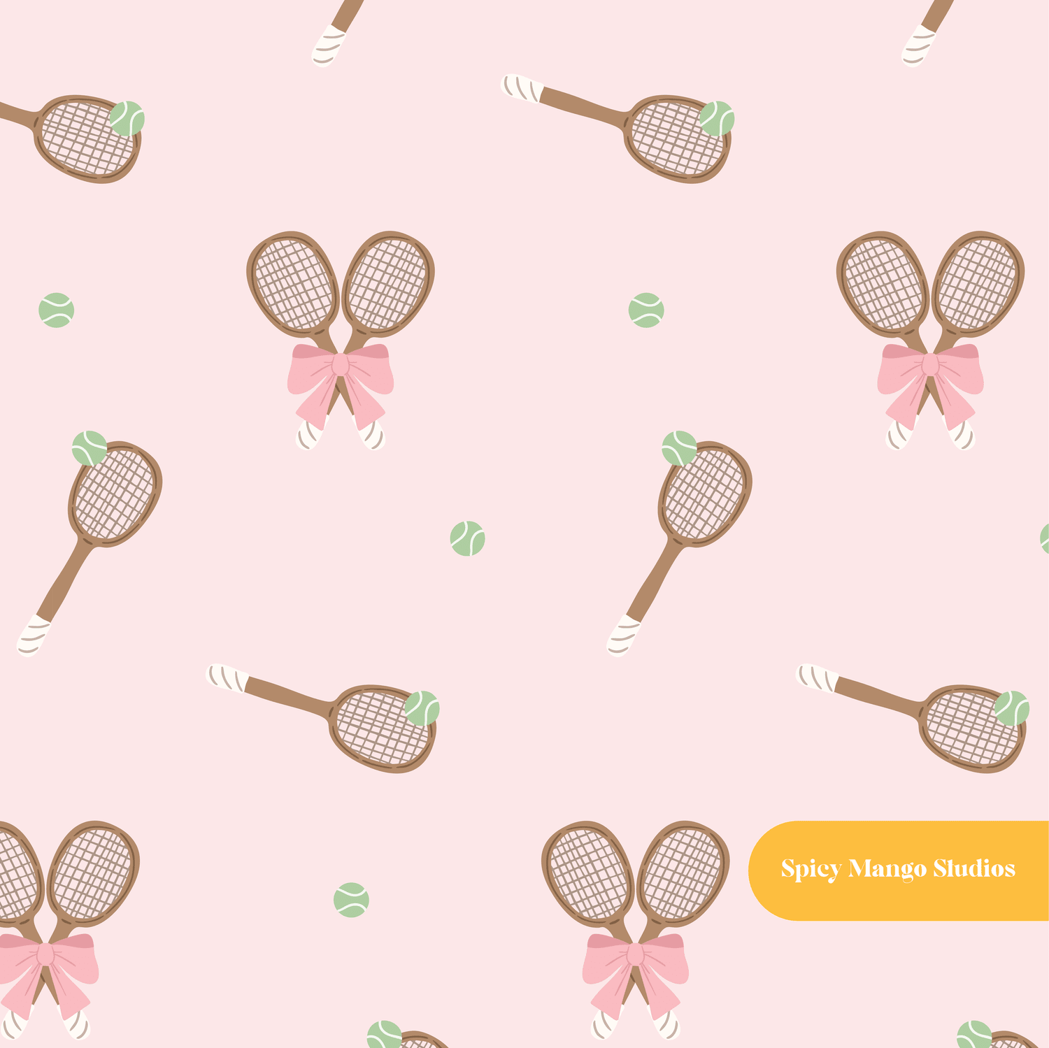 Pink Game Set Match Seamless Pattern – Digital Download