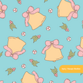 Aqua Holiday Bells Seamless Pattern – Christmas & Holiday Digital Download
