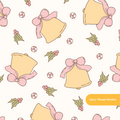 Neutral and Pink Holiday Bells Seamless Pattern – Digital Download