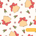 Neutral and Red Holiday Bells Seamless Pattern – Digital Download