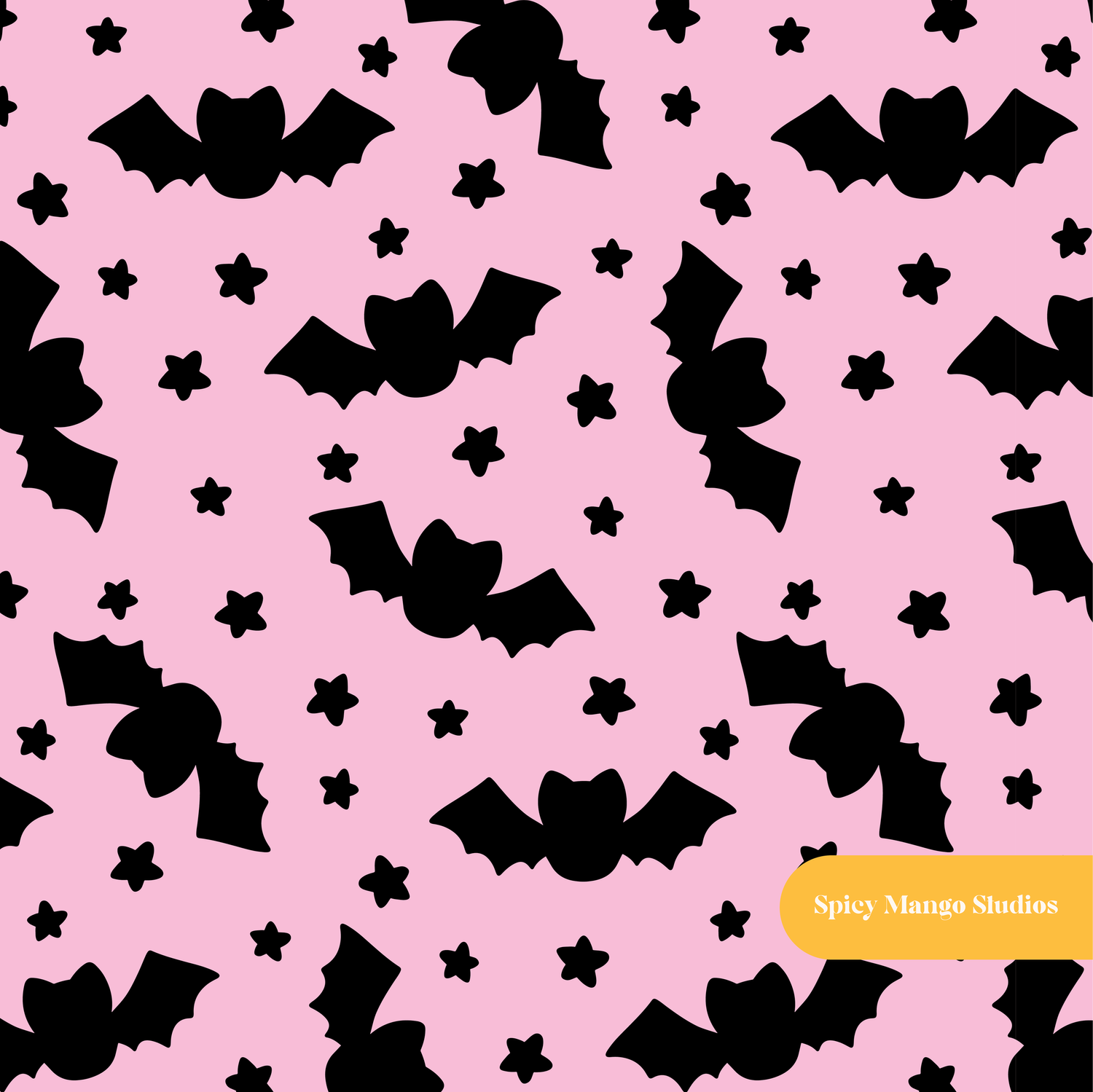 Pink and Black Halloween Bats Seamless Pattern