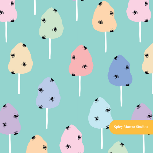 Aqua Cotton Candy Seamless Pattern – Digital Download