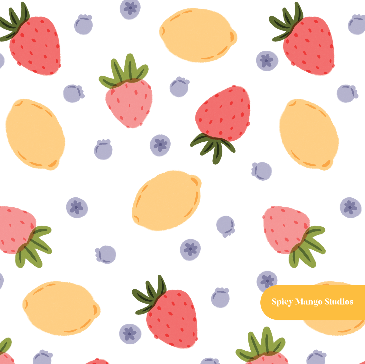 White Happy Fruit Seamless Pattern