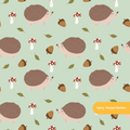 Pastel Sage Happy Hedgehog Seamless Pattern
