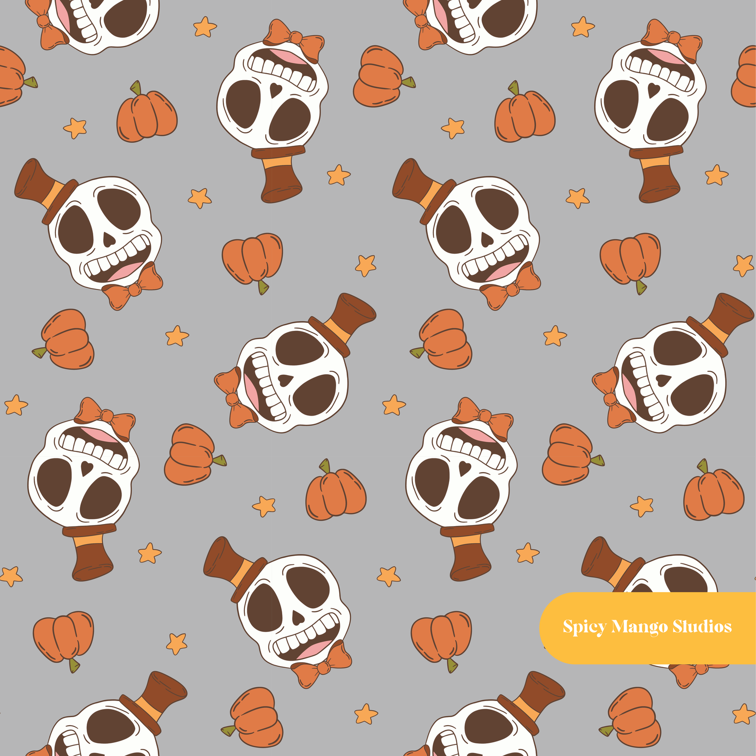 Gray Happy Jack Seamless Pattern – Halloween Party & Autumn Digital Download