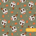 Olive Happy Jack Seamless Pattern – Halloween Party & Autumn Digital Download